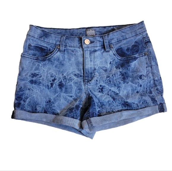 Soho Pants - Soho New York & Co Tiedye Rolled Hem Denim Jean Shorts Size 6